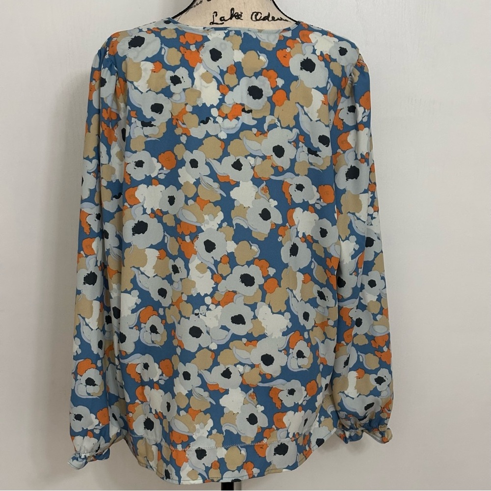Joie Blue and Orange Design Blouse Women L. NWT - Picture 3 of 9